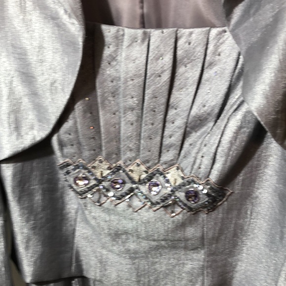 gorgeous dress. metallic grey bolero short jacket would make beautiful mother of - Picture 2 of 8